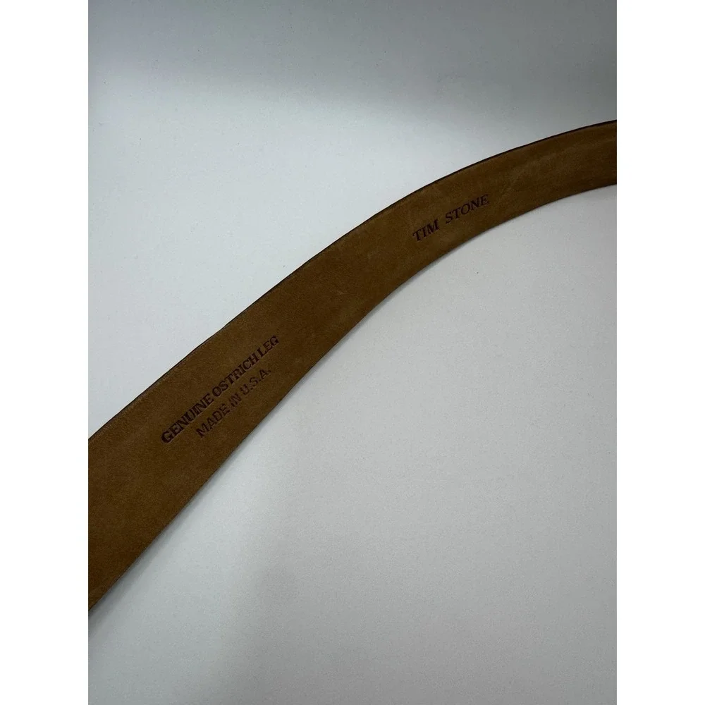 W Kleinberg O Ring Loop Belt Brown Ostrich Leg Leather Belt Sz 34 Designer Custo